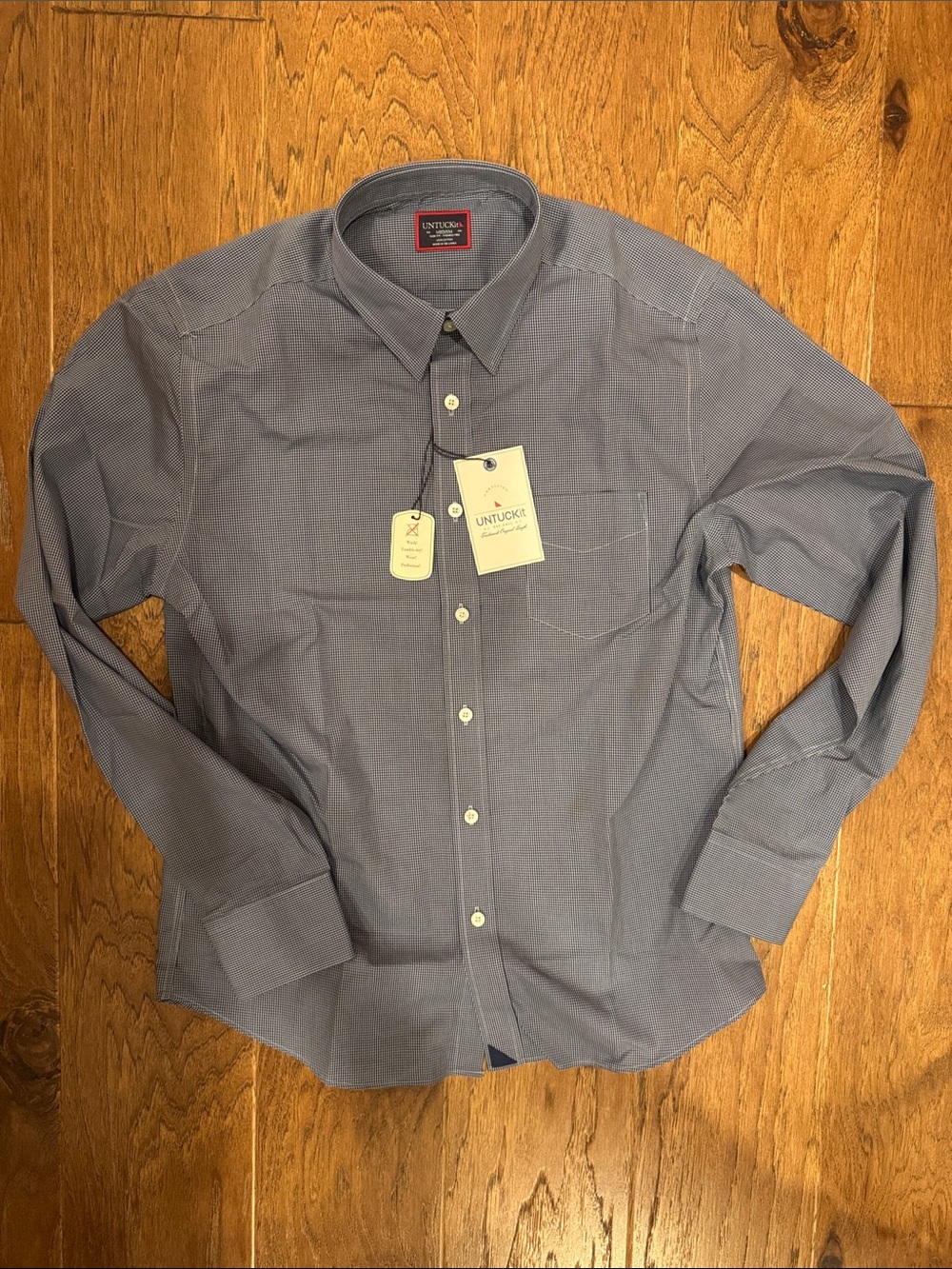 UNTUCKit Men's Blue Marcasin Button-Down Shirt Medium Slim Fit NWT